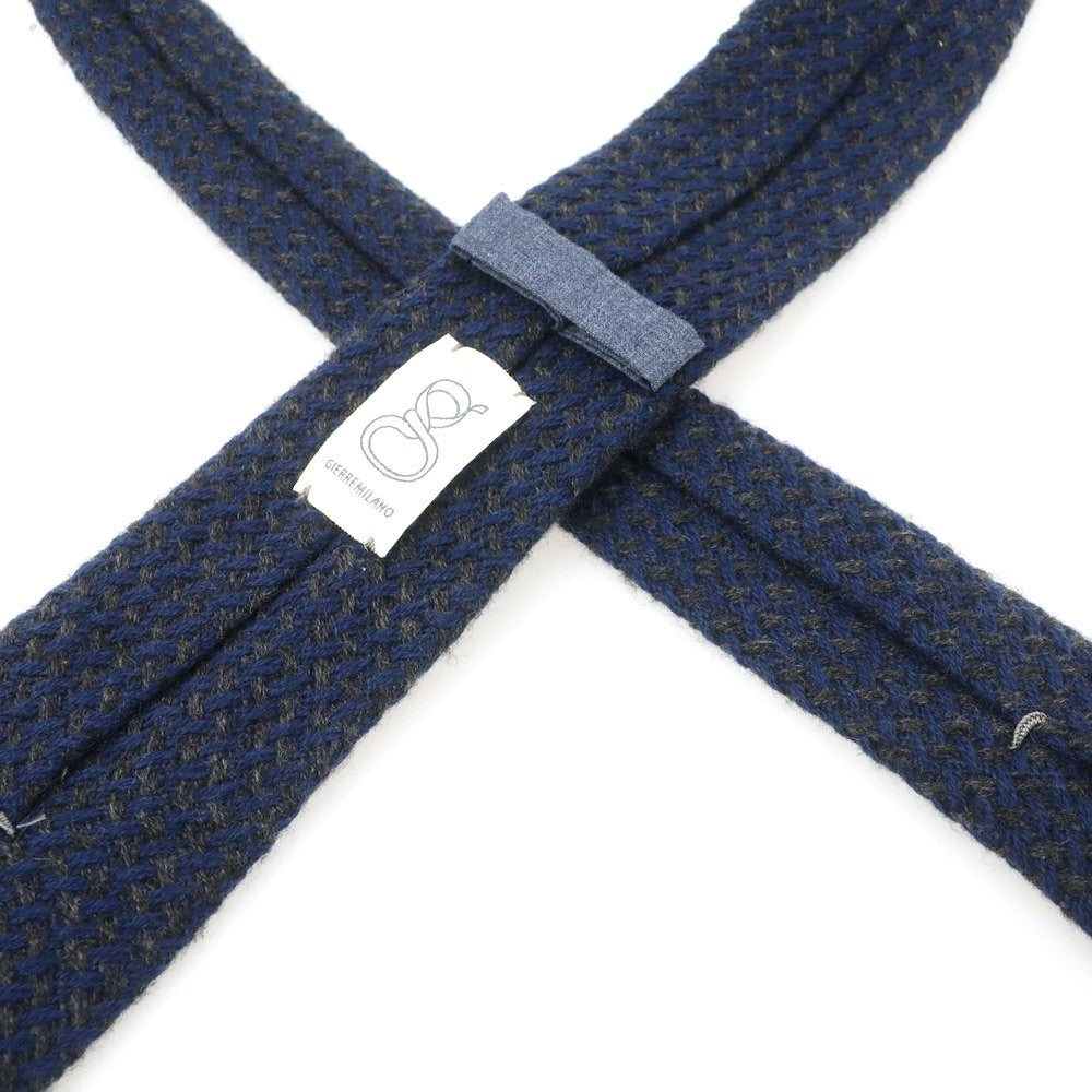 【中古】ジエレ GIERRE カシミヤ ニットタイ ネイビーxグレー【 状態ランクB 】【 メンズ 】 [APD]