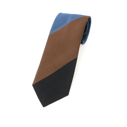 【中古】フランコバッシ FRANCO BASSI シルク ストライプ柄ネクタイ ブラウンxネイビー系【 状態ランクA 】【 メンズ 】