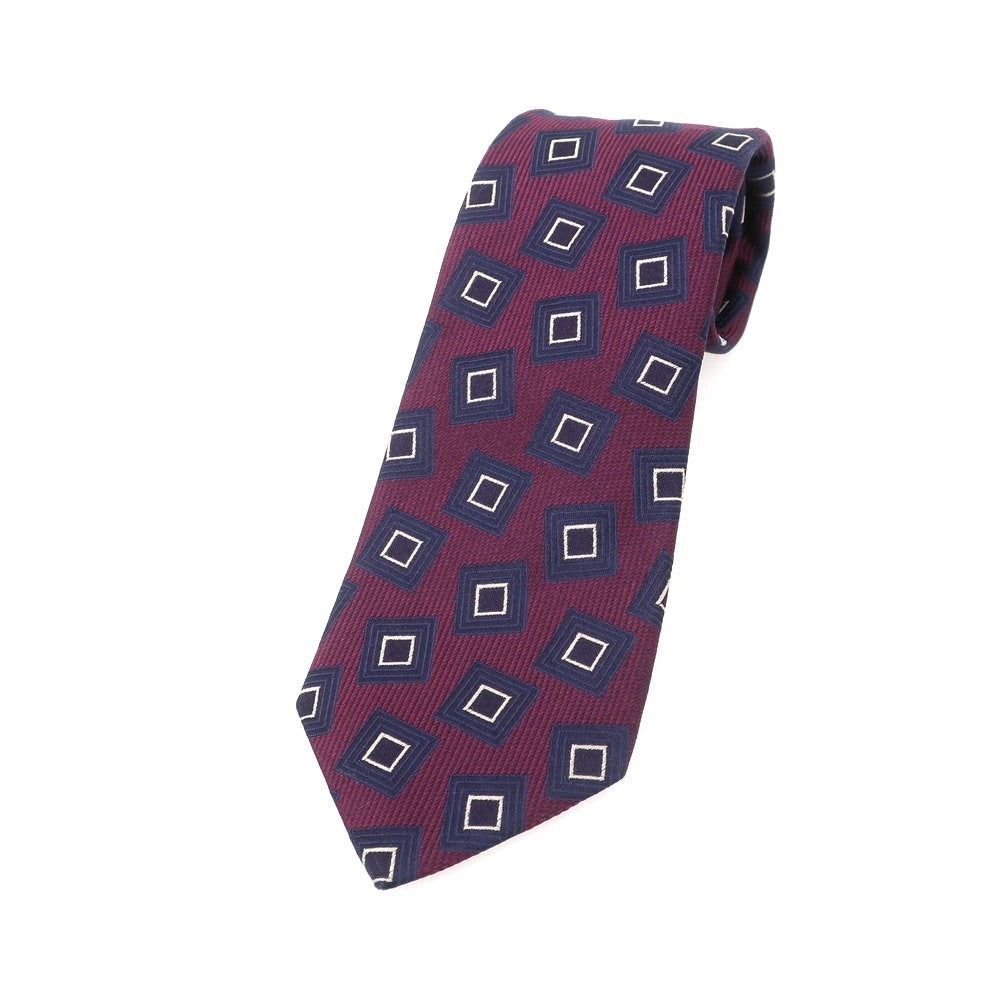 【中古】フランコバッシ FRANCO BASSI シルク 小紋柄ネクタイ パープルxネイビー【 状態ランクB 】【 メンズ 】