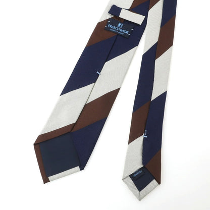 【中古】フランコバッシ FRANCO BASSI シルク ストライプ柄ネクタイ ネイビーxブラウン【 状態ランクB 】【 メンズ 】