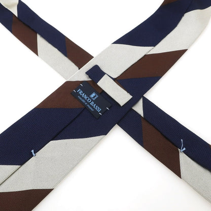 【中古】フランコバッシ FRANCO BASSI シルク ストライプ柄ネクタイ ネイビーxブラウン【 状態ランクB 】【 メンズ 】