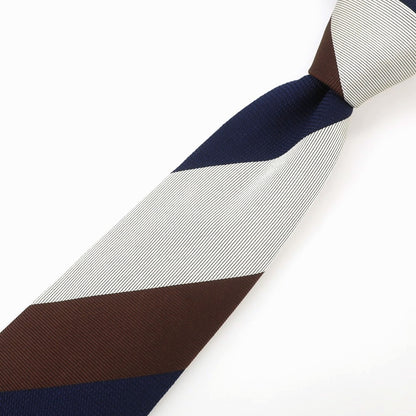 【中古】フランコバッシ FRANCO BASSI シルク ストライプ柄ネクタイ ネイビーxブラウン【 状態ランクB 】【 メンズ 】