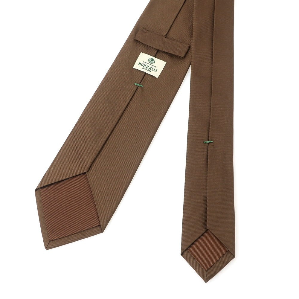 【中古】ルイジ ボレッリ Luigi Borrelli シルク 無地ネクタイ ブラウン【 状態ランクA 】【 メンズ 】