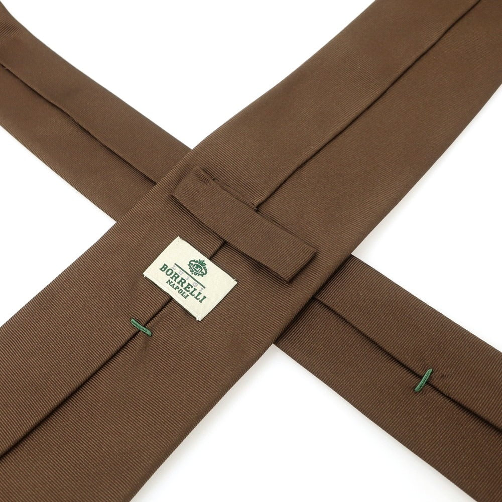 【中古】ルイジ ボレッリ Luigi Borrelli シルク 無地ネクタイ ブラウン【 状態ランクA 】【 メンズ 】