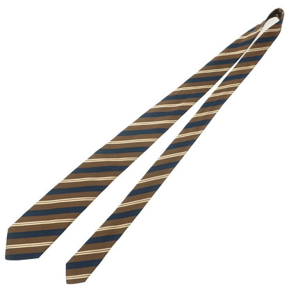 【中古】ルイジ ボレッリ Luigi Borrelli シルク ストライプ柄ネクタイ ブラウンxネイビー【 状態ランクB 】【 メンズ 】