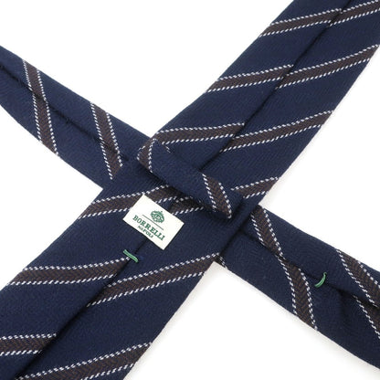 【中古】ルイジ ボレッリ Luigi Borrelli ウール ストライプ柄ネクタイ ネイビーxブラウン【 状態ランクB 】【 メンズ 】