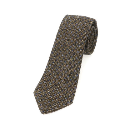 【中古】ルイジ ボレッリ Luigi Borrelli ウールシルク ドット柄ネクタイ ブラウンxネイビー系【 状態ランクB 】【 メンズ 】