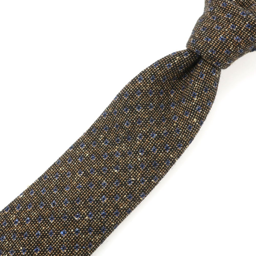 【中古】ルイジ ボレッリ Luigi Borrelli ウールシルク ドット柄ネクタイ ブラウンxネイビー系【 状態ランクB 】【 メンズ 】