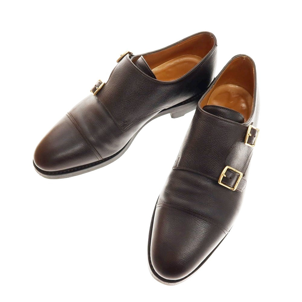 【中古】ジョンロブ John Lobb WILLIAM 型押しレザー ダブルモンク ドレスシューズ ダークブラウン【 6D 】【 状態ランクB 】【 メンズ 】