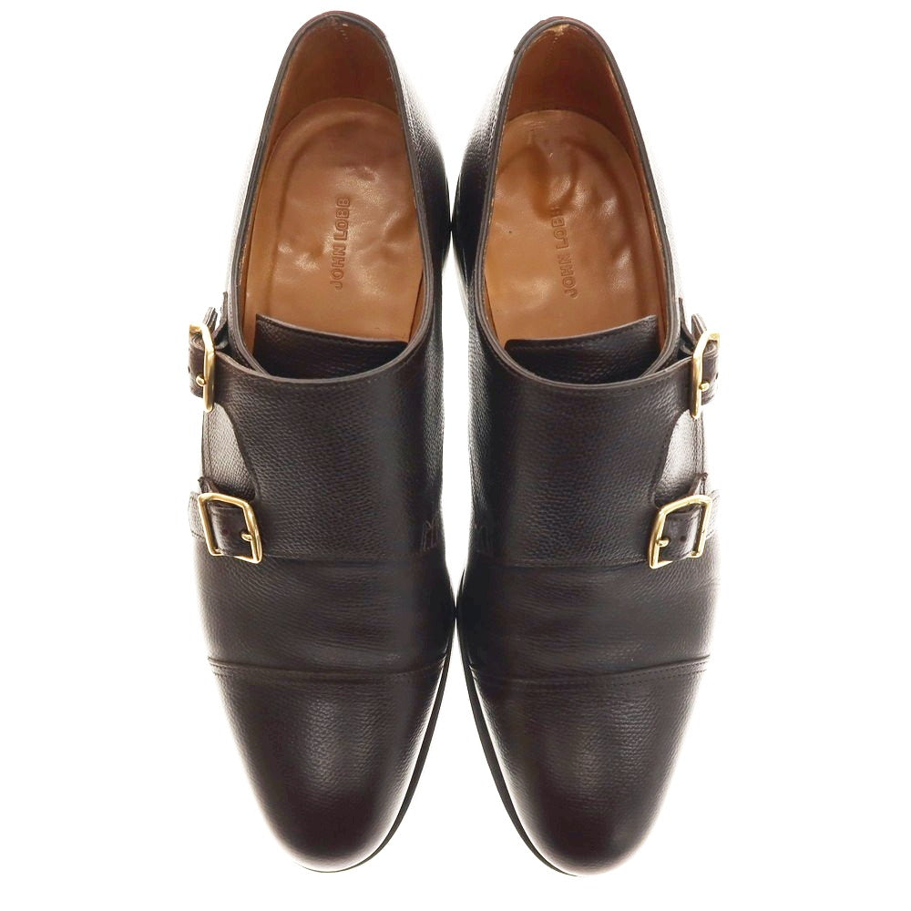【中古】ジョンロブ John Lobb WILLIAM 型押しレザー ダブルモンク ドレスシューズ ダークブラウン【 サイズ6D 】【 状態ランクB 】【 メンズ 】 [APD]