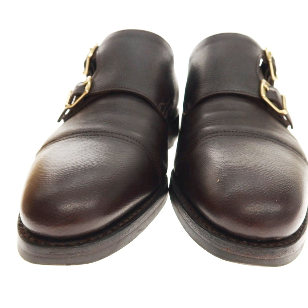 【中古】ジョンロブ John Lobb WILLIAM 型押しレザー ダブルモンク ドレスシューズ ダークブラウン【 サイズ6D 】【 状態ランクB 】【 メンズ 】 [APD]