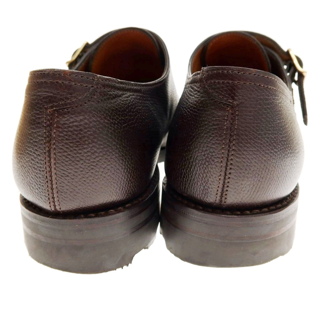 【中古】ジョンロブ John Lobb WILLIAM 型押しレザー ダブルモンク ドレスシューズ ダークブラウン【 サイズ6D 】【 状態ランクB 】【 メンズ 】 [APD]