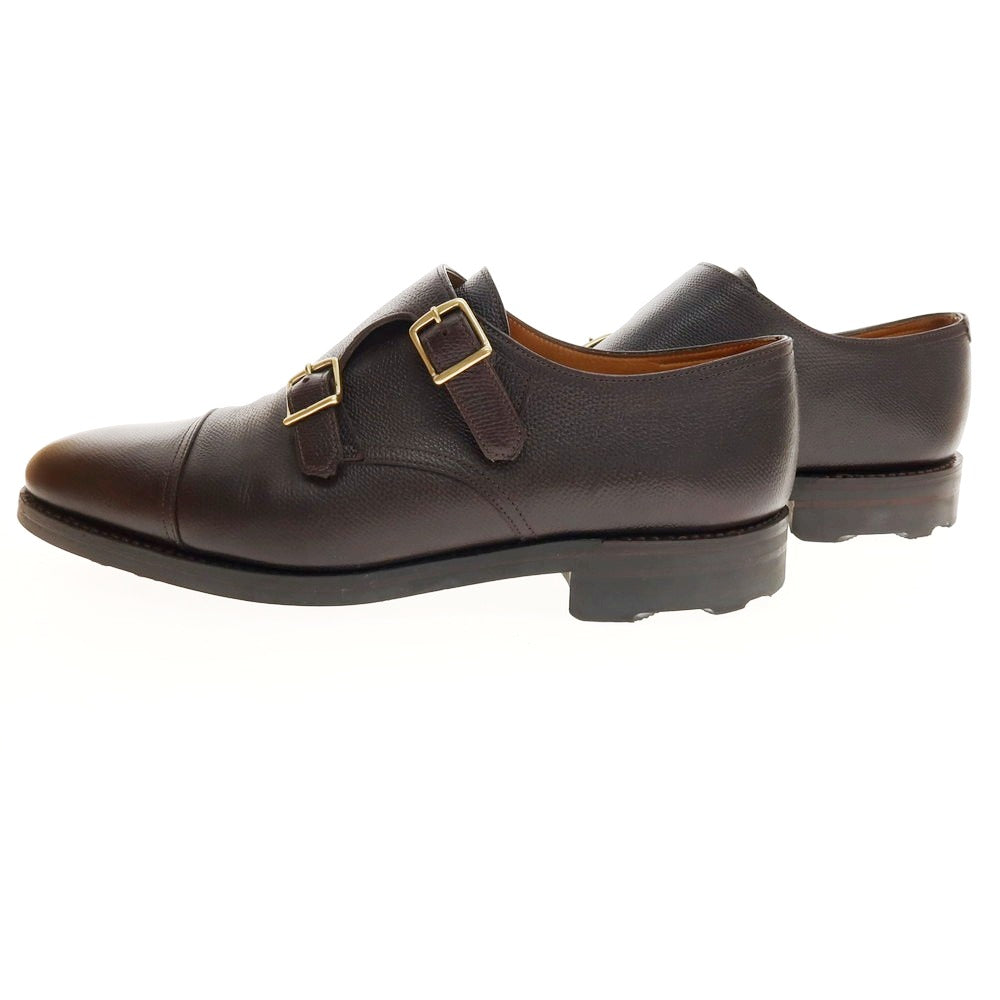 【中古】ジョンロブ John Lobb WILLIAM 型押しレザー ダブルモンク ドレスシューズ ダークブラウン【 サイズ6D 】【 状態ランクB 】【 メンズ 】 [APD]