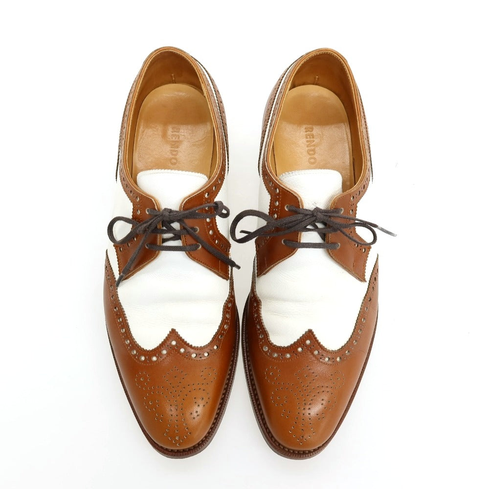 【中古】レンド RENDO コンビ ウイングチップ ドレスシューズ ブラウンxホワイト【サイズ6 1/2】【 状態ランクB 】【 メンズ 】