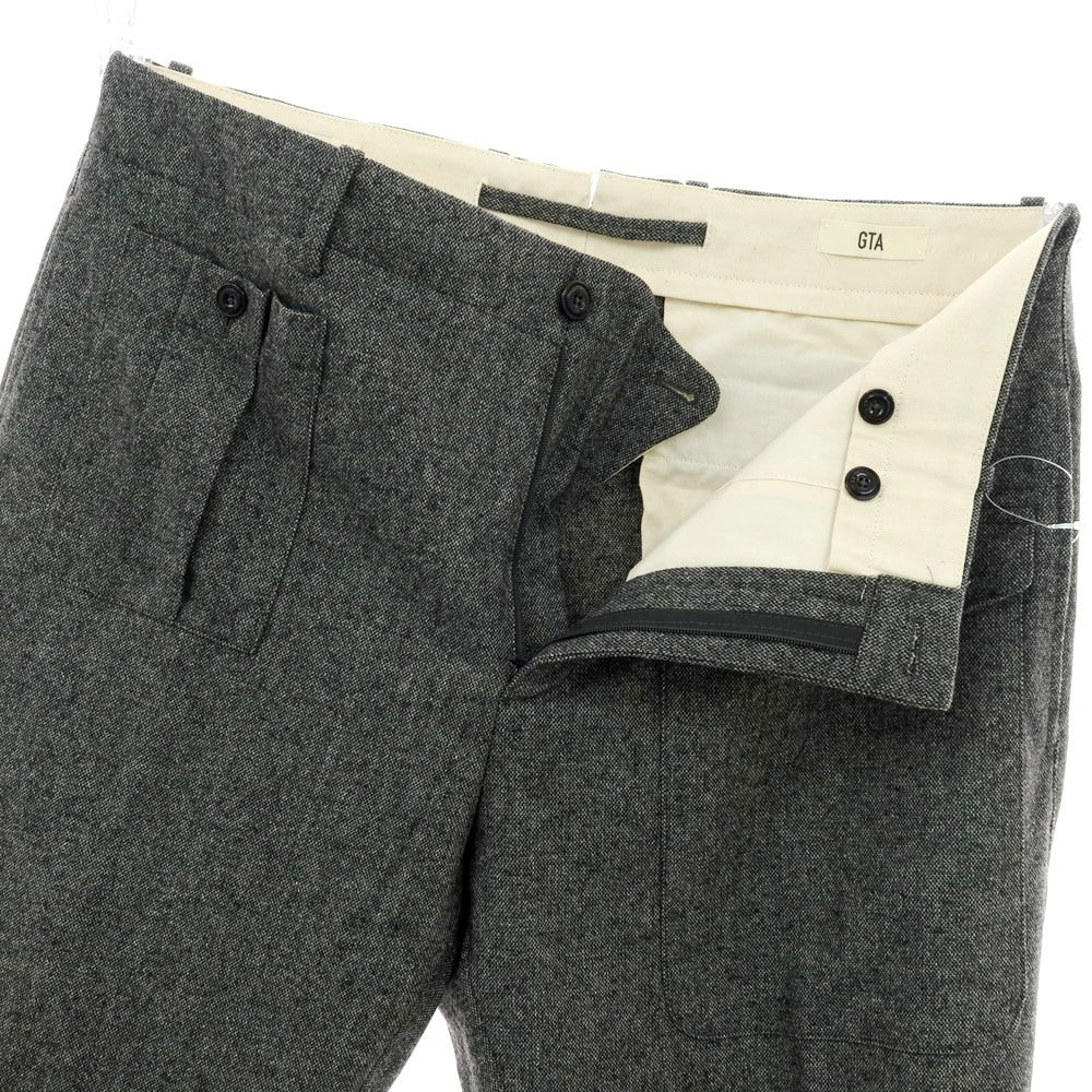 【中古】ジーティーアー G.T.A LORENZO ストレッチ ウールポリエステルナイロン カジュアルスラックスパンツ グレーxブラック【 50 】【 状態ランクB 】【 メンズ 】