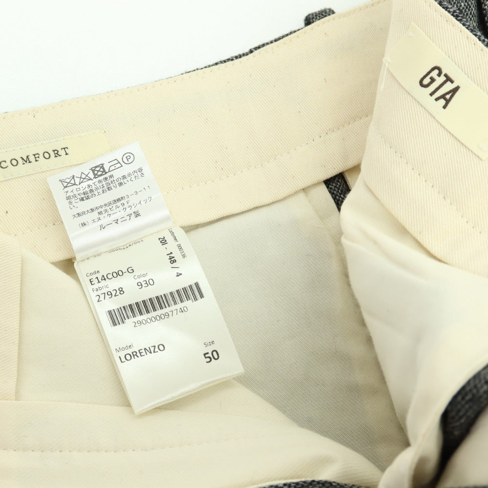 【中古】ジーティーアー G.T.A LORENZO ストレッチ ウールポリエステルナイロン カジュアルスラックスパンツ グレーxブラック【 50 】【 状態ランクB 】【 メンズ 】