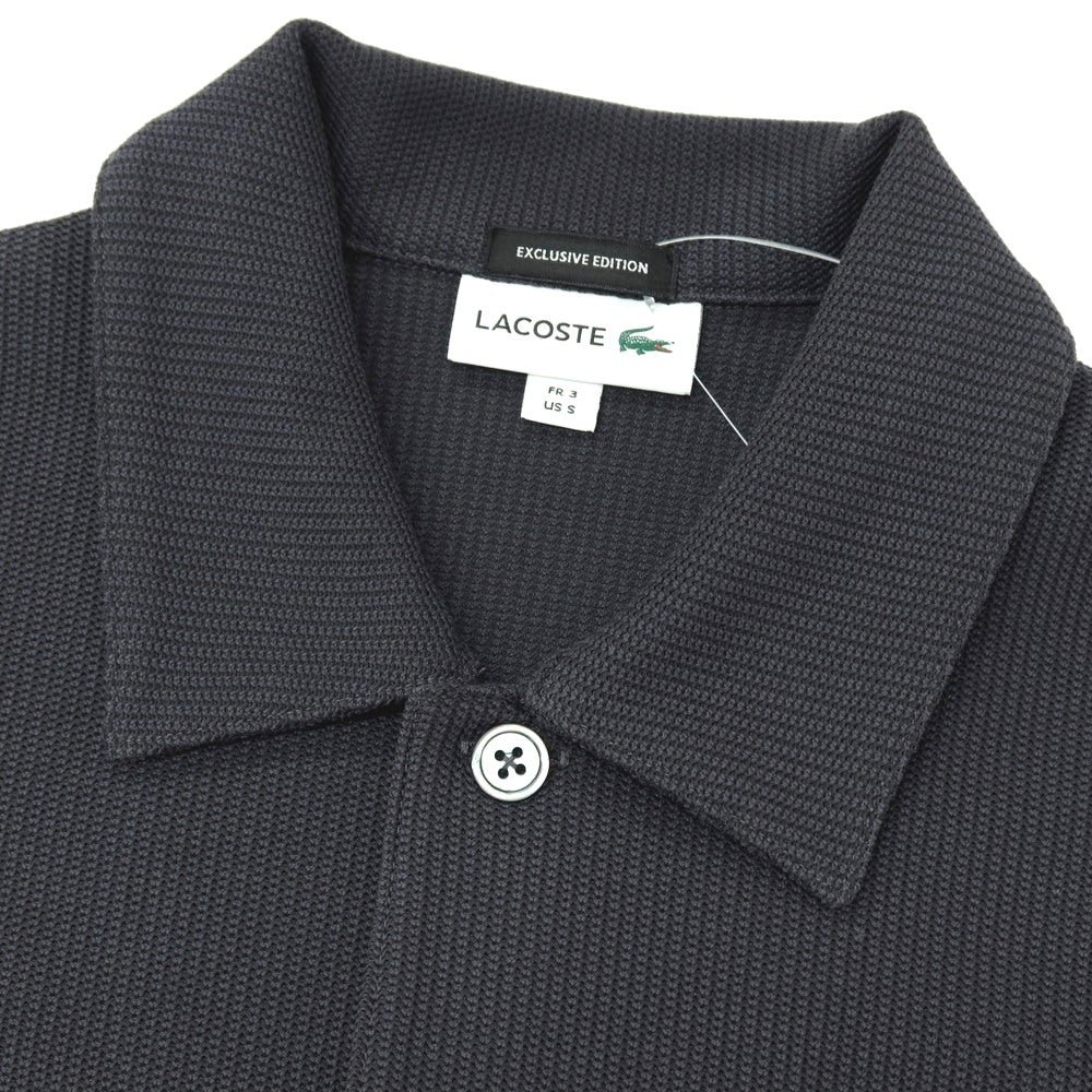 【中古】ラコステ LACOSTE コットンポリエステル 襟付き カーディガン ダークグレー【サイズ3】【 状態ランクB 】【 メンズ 】