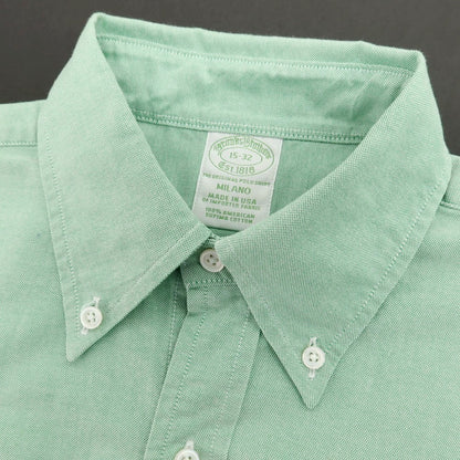【中古】ブルックスブラザーズ Brooks Brothers MILANO オックスフォード ボタンダウン カジュアルシャツ ライトグリーン【 15 】【 状態ランクB 】【 メンズ 】