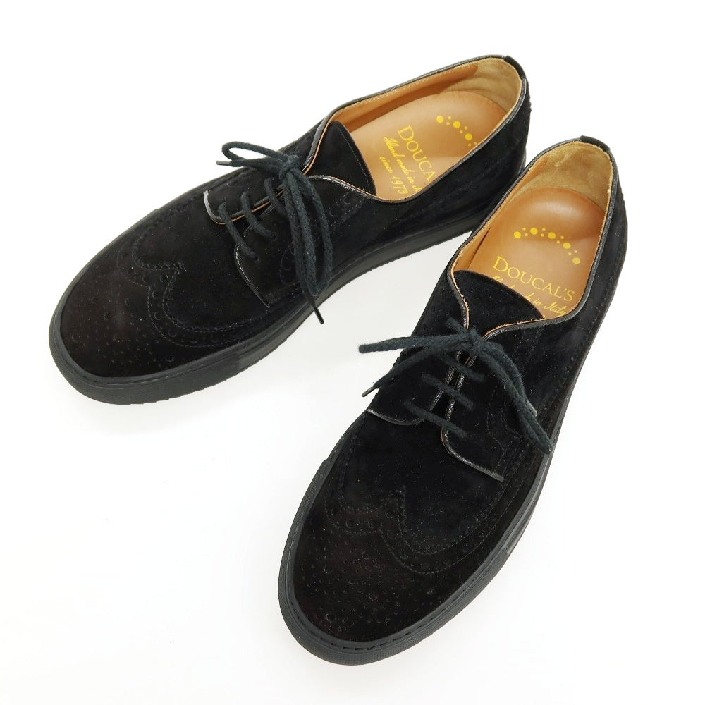 【中古】【未使用】デュカルス DOUCALS スエード ウイングチップ スニーカー ブラック【サイズ40】【 状態ランクS 】【 メンズ 】