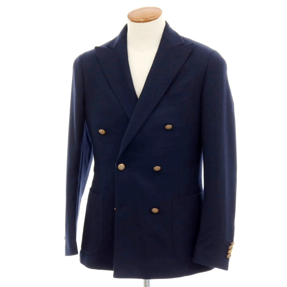 【中古】ラルディーニ LARDINI カシミヤ ダブル6B テーラードジャケット ネイビー【 46 】【 状態ランクB 】【 メンズ 】
