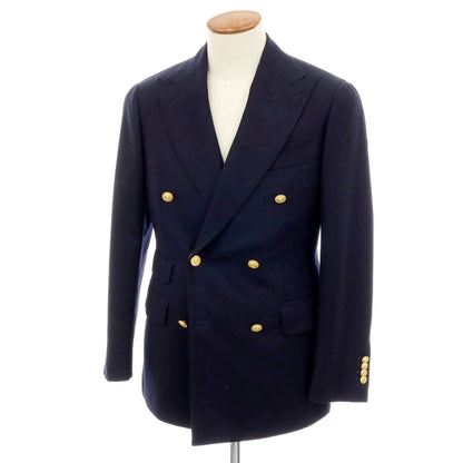 【中古】ビームスエフ BEAMS F ウール ダブル6B ブレザー テーラードジャケット ネイビー【 46 】【 状態ランクB 】【 メンズ 】