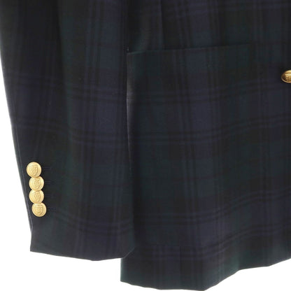 【中古】ビームスエフ BEAMS F ウール チェック ダブル6B テーラードジャケット ネイビーxグリーン【サイズ46】【 状態ランクC 】【 メンズ 】