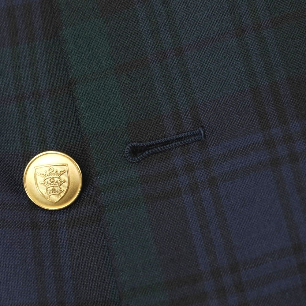 【中古】ビームスエフ BEAMS F ウール チェック ダブル6B テーラードジャケット ネイビーxグリーン【サイズ46】【 状態ランクC 】【 メンズ 】