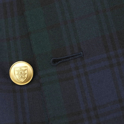 【中古】ビームスエフ BEAMS F ウール チェック ダブル6B テーラードジャケット ネイビーxグリーン【サイズ46】【 状態ランクC 】【 メンズ 】