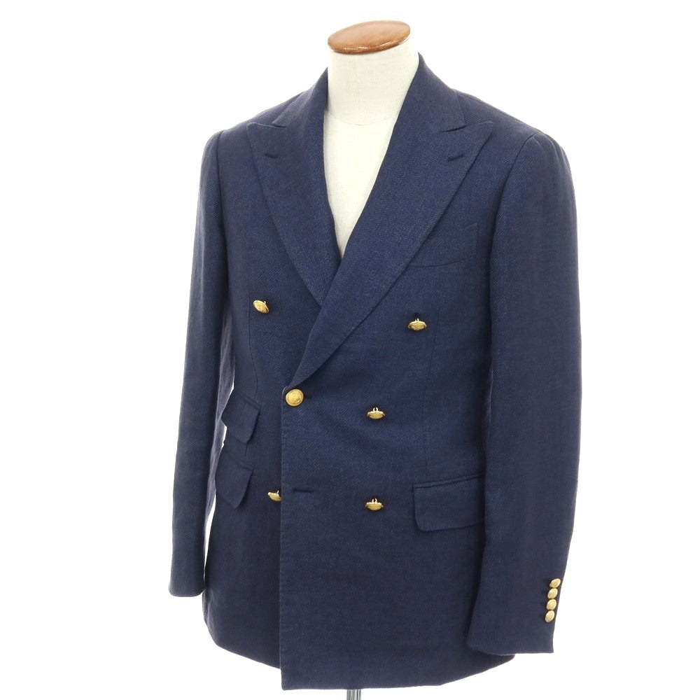 【中古】ブリッラ ペル イル グスト Brilla per il gusto リネンシルクコットン ダブル6B ブレザー テーラードジャケット ライトネイビー【サイズ46】【 状態ランクB 】【 メンズ 】
