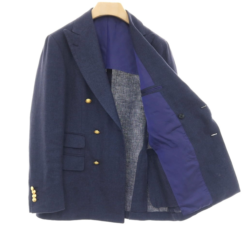 【中古】ブリッラ ペル イル グスト Brilla per il gusto リネンシルクコットン ダブル6B ブレザー テーラードジャケット ライトネイビー【サイズ46】【 状態ランクB 】【 メンズ 】