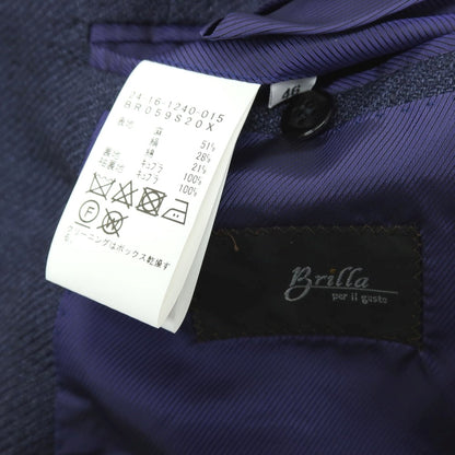 【中古】ブリッラ ペル イル グスト Brilla per il gusto リネンシルクコットン ダブル6B ブレザー テーラードジャケット ライトネイビー【サイズ46】【 状態ランクB 】【 メンズ 】