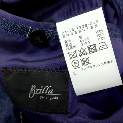 【中古】ブリッラ ペル イル グスト Brilla per il gusto ウール ストライプ ダブル6B ブレザー テーラードジャケット ライトネイビー【サイズ46】【 状態ランクB 】【 メンズ 】