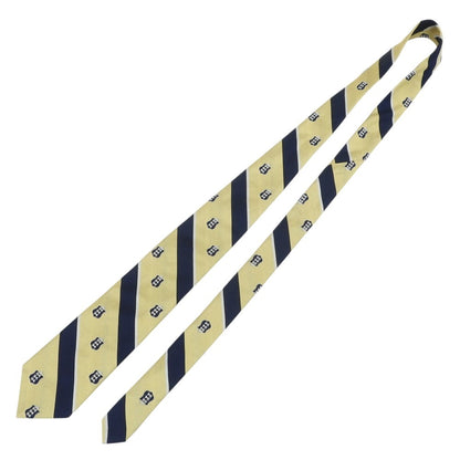 【中古】ブロックルハースト BROCKLEHURST クレスト シルク ストライプ柄ネクタイ ゴールドxネイビー【 状態ランクA 】【 メンズ 】