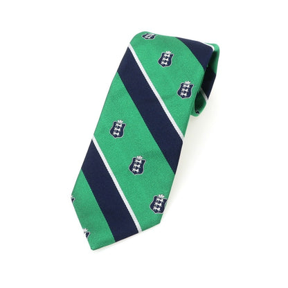 【中古】ブロックルハースト BROCKLEHURST クレスト シルク ストライプ柄ネクタイ グリーンxネイビー【 状態ランクA 】【 メンズ 】