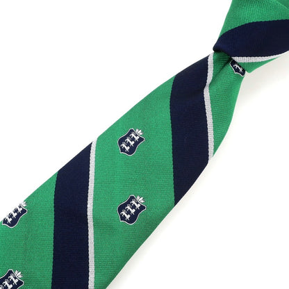 【中古】ブロックルハースト BROCKLEHURST クレスト シルク ストライプ柄ネクタイ グリーンxネイビー【 状態ランクA 】【 メンズ 】