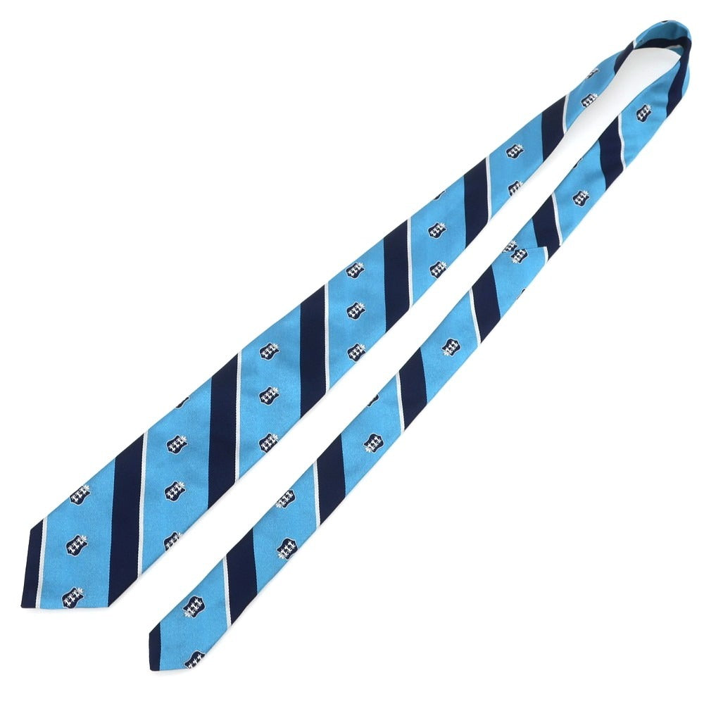 【中古】ブロックルハースト BROCKLEHURST クレスト シルク ストライプ柄ネクタイ ブルーxネイビー【 状態ランクA 】【 メンズ 】