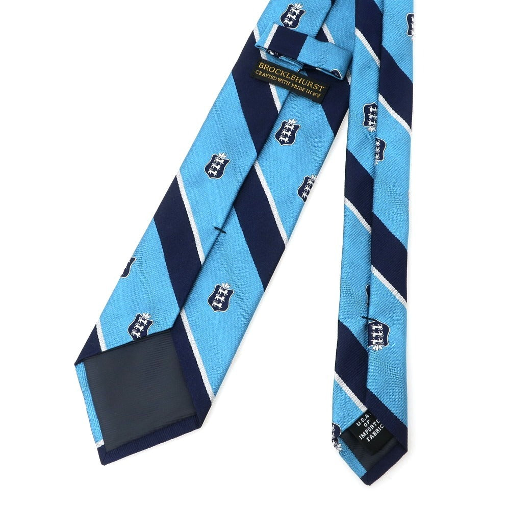 【中古】ブロックルハースト BROCKLEHURST クレスト シルク ストライプ柄ネクタイ ブルーxネイビー【 状態ランクA 】【 メンズ 】