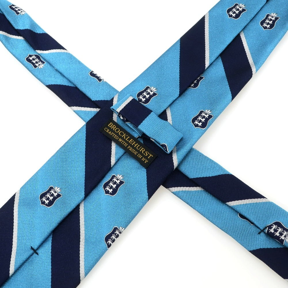 【中古】ブロックルハースト BROCKLEHURST クレスト シルク ストライプ柄ネクタイ ブルーxネイビー【 状態ランクA 】【 メンズ 】