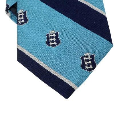 【中古】ブロックルハースト BROCKLEHURST クレスト シルク ストライプ柄ネクタイ ブルーxネイビー【 状態ランクA 】【 メンズ 】