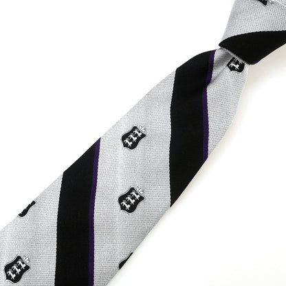【中古】ブロックルハースト BROCKLEHURST クレスト シルク ストライプ柄ネクタイ シルバーxブラック系【 状態ランクB 】【 メンズ 】