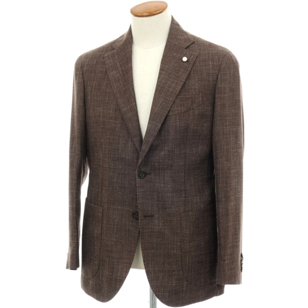 【中古】ルイジ ビアンキ マントヴァ Luigi Bianchi Mantova ウールシルクリネン 2B テーラードジャケット アッシュブラウン【サイズ48】【 状態ランクA 】【 メンズ 】