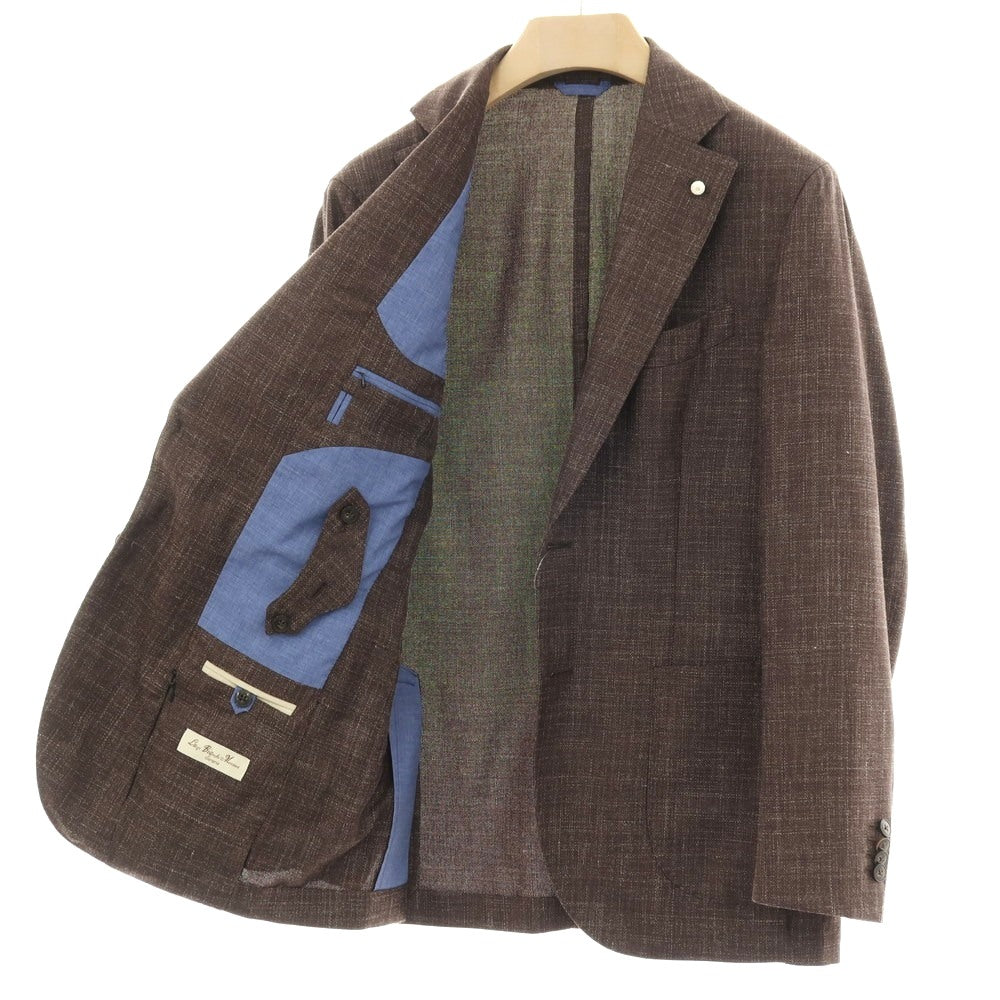 【中古】ルイジ ビアンキ マントヴァ Luigi Bianchi Mantova ウールシルクリネン 2B テーラードジャケット アッシュブラウン【サイズ48】【 状態ランクA 】【 メンズ 】