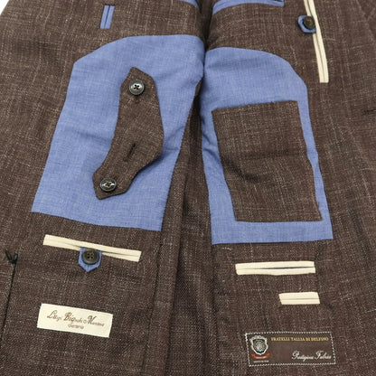 【中古】ルイジ ビアンキ マントヴァ Luigi Bianchi Mantova ウールシルクリネン 2B テーラードジャケット アッシュブラウン【サイズ48】【 状態ランクA 】【 メンズ 】