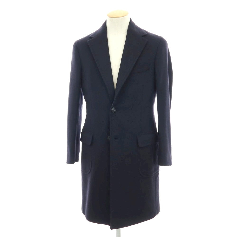 【中古】バルバ BARBA CMANA カシミヤ チェスターフィールドコート ネイビー【 44 】【 状態ランクC 】【 メンズ 】