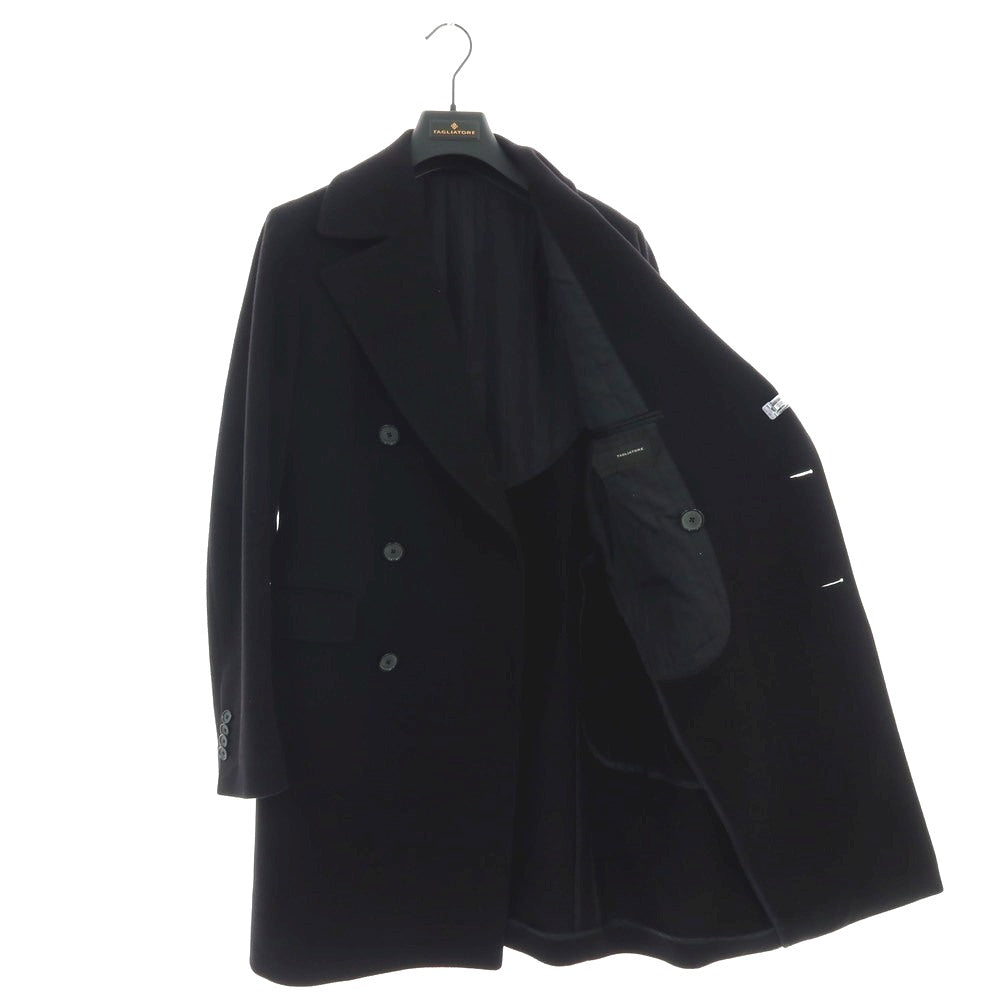 【中古】タリアトーレ TAGLIATORE ウールカシミヤ ダブルブレストコート ブラック【 44 】【 状態ランクC 】【 メンズ 】
