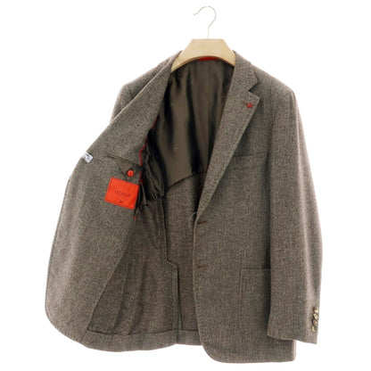 【中古】イザイア ISAIA ウールコットンカシミヤ 2B テーラードジャケット グレイッシュブラウン【 50 】【 状態ランクB 】【 メンズ 】