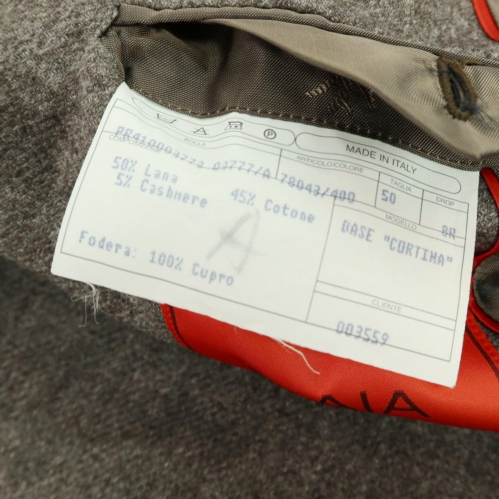 【中古】イザイア ISAIA ウールコットンカシミヤ 2B テーラードジャケット グレイッシュブラウン【 50 】【 状態ランクB 】【 メンズ 】