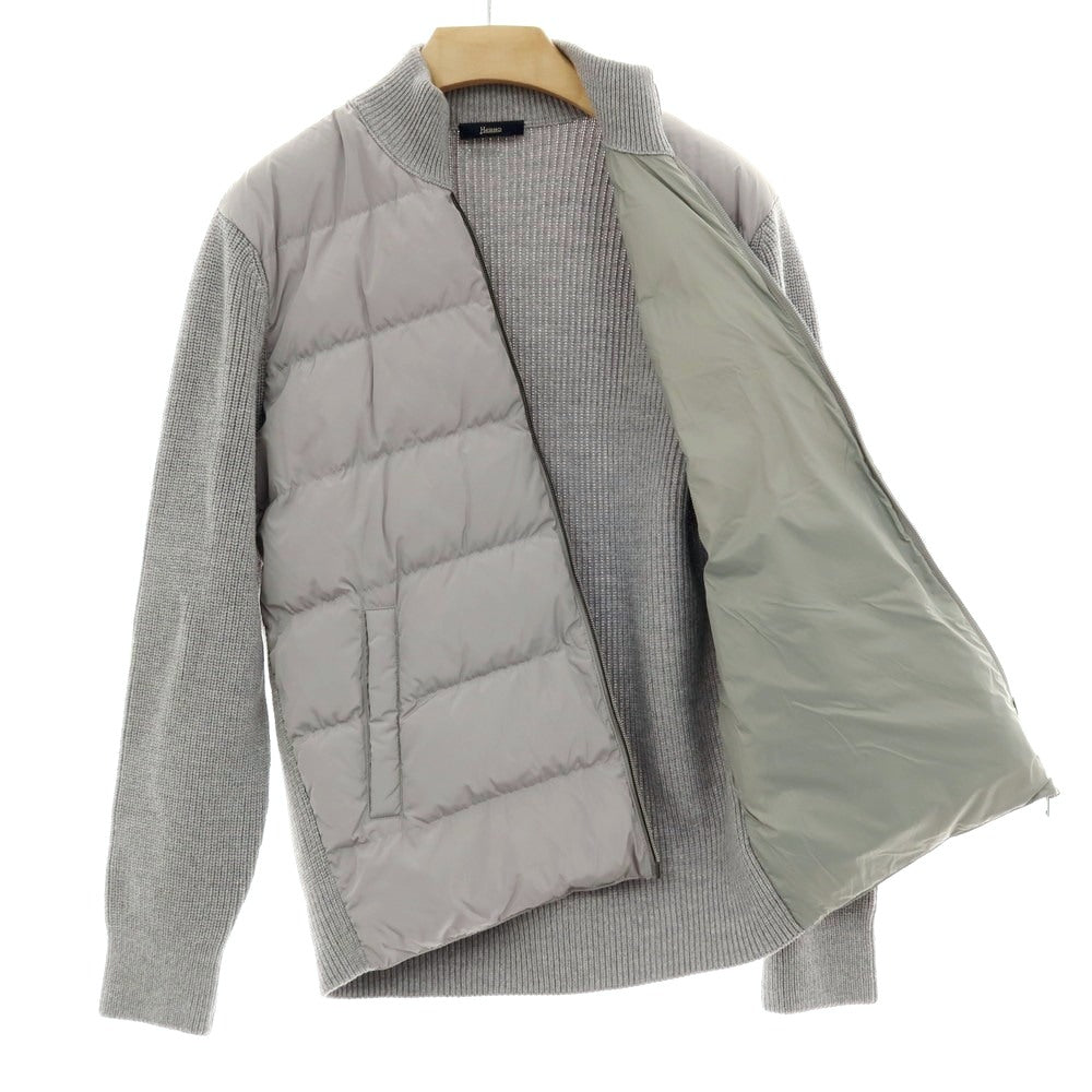 【中古】ヘルノ Herno ニット ダブルジップ ダウンジャケット グレー【 48 】【 状態ランクB 】【 メンズ 】