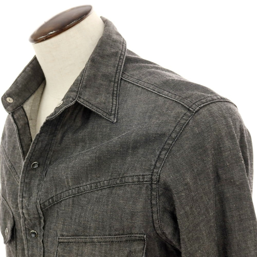 【中古】イカイ YCHAI コットンリネン デニム ウエスタンシャツ グレー【 L 】【 状態ランクB 】【 メンズ 】