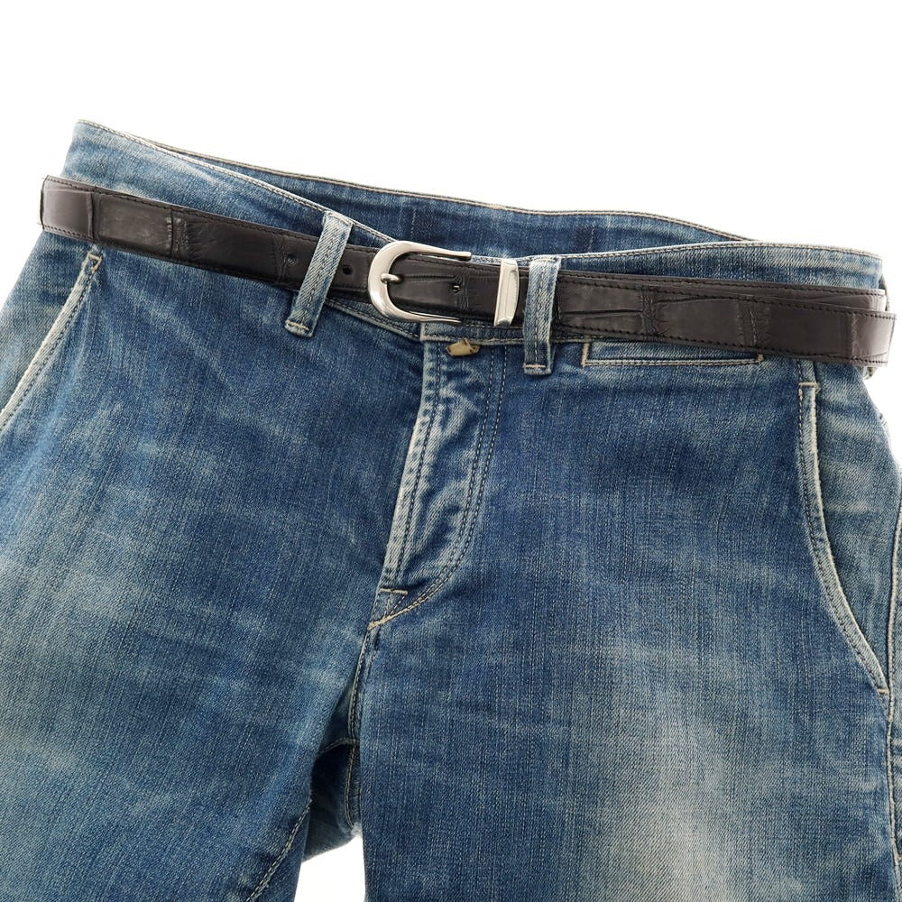 【中古】ザソール THE SOLE クロコダイル ベルト ブラック【 90 】【 状態ランクB 】【 メンズ 】